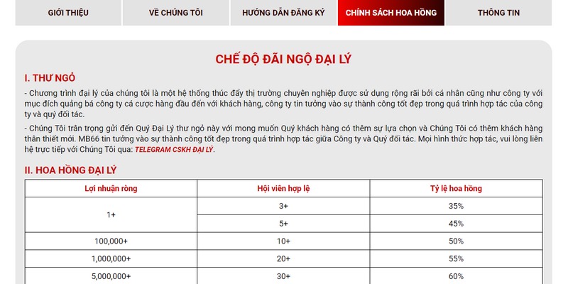 Chi tiết chính sách đại lý của nhà cái Mb66