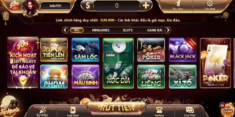 Kho game bài tại trang chủ Sunwin 